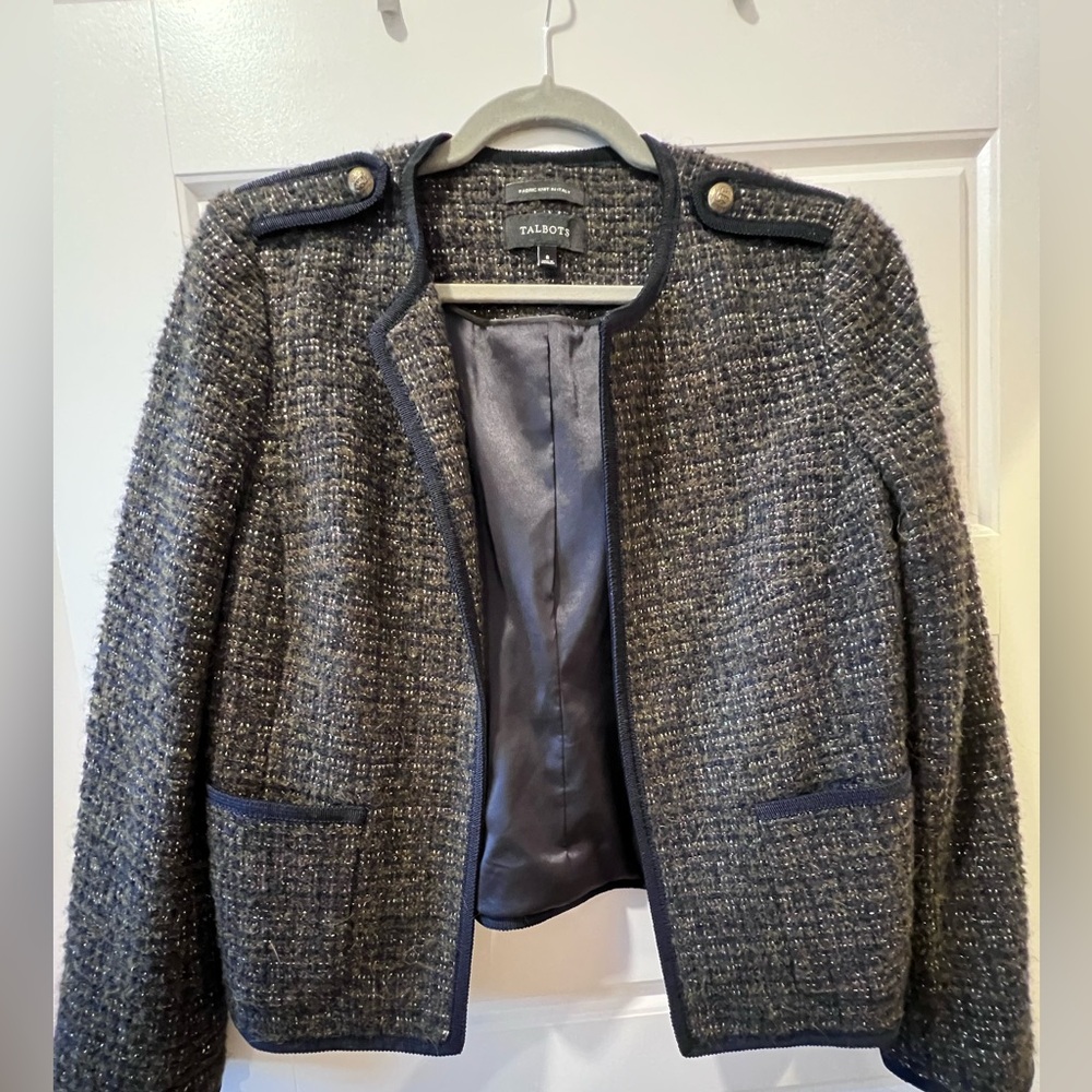 Talbots Tweed Open Jacket